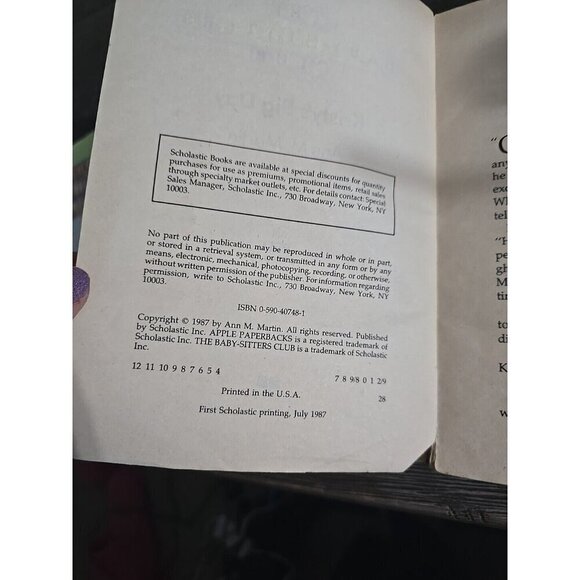Vintage The Baby-Sitters Club Kristy's Big Day #6 1st Edition - Picture 7 of 7